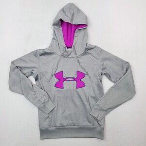 Under Armour‎ Hoodie Womens XS Gray Purple Hooded Sweatshirt Pullover Sweater